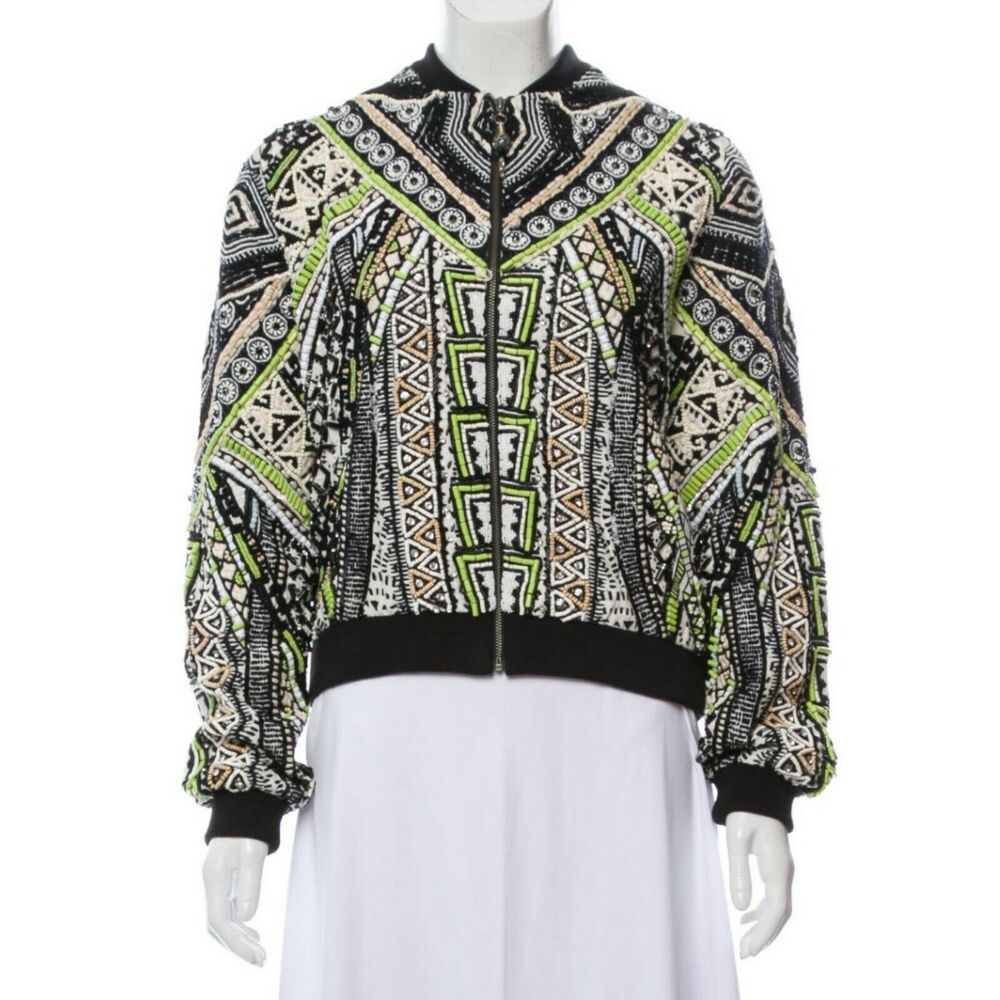 CAMILLA Believe Weave embroidered beaded sequin silk bomber jacket Size XS NEW